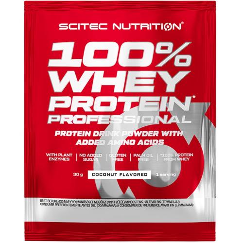 Scitec Nutrition 100% Whey Protein Professional Συμπλήρωμα Διατροφής με Καθαρή Πρωτεΐνη Ορού Γάλακτος Εμπλουτισμένη με Αμινοξέα 30g- Coconut 